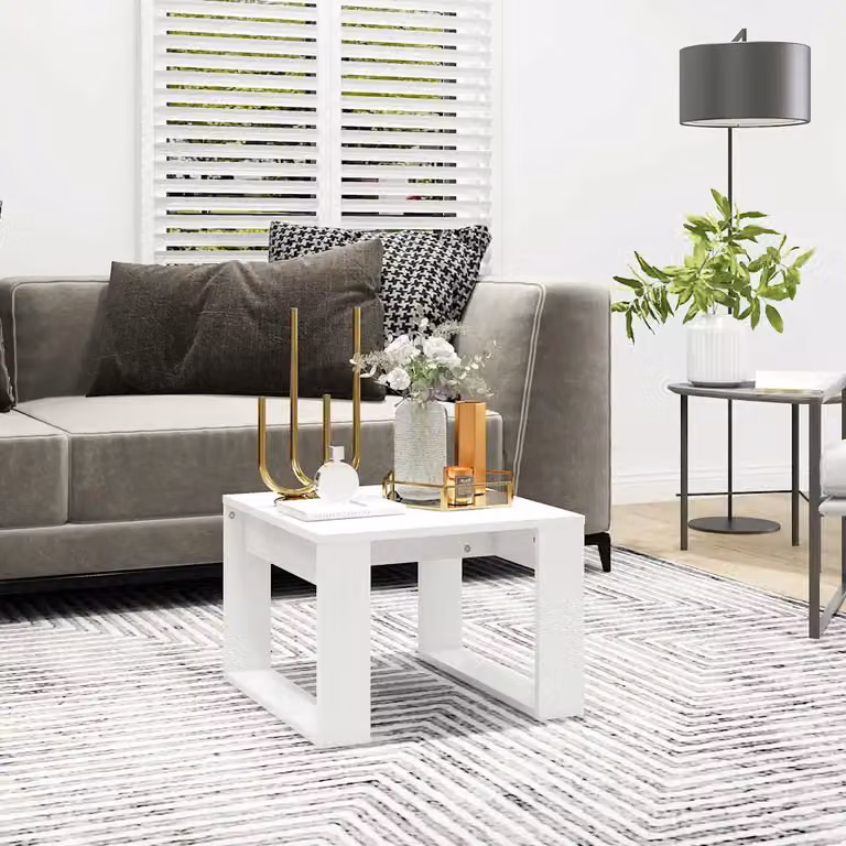 vidaXL Tavolino Moderno Bianco in Legno e MDF L/P/H: 50 x 35 x 50 cm