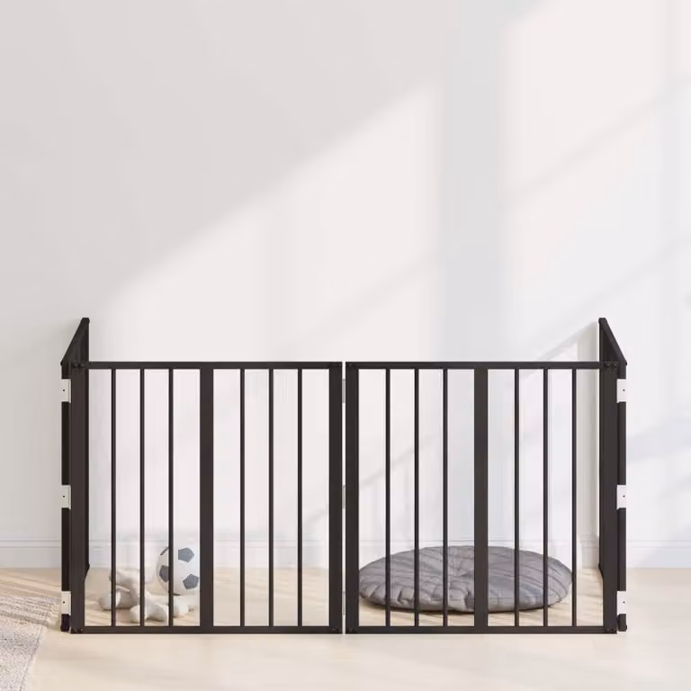 Set di 4 cancelli per cani vidaXL in acciaio zincato nero, 60 x 60 cm