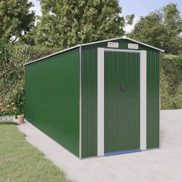 Capanno da Giardino vidaXL in Acciaio Zincato Verde L: 523 cm, P: 192 cm, H: 223 cm