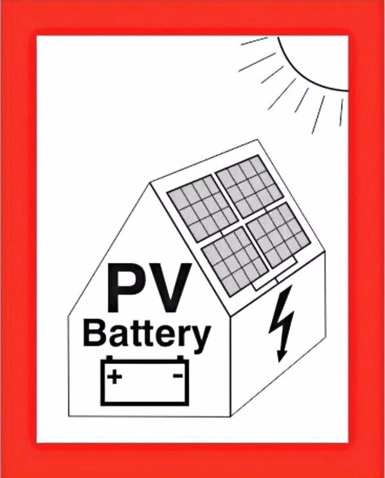 Segnaletica antincendio Cimco, impianto fotovoltaico + batteria, 1 pz.
