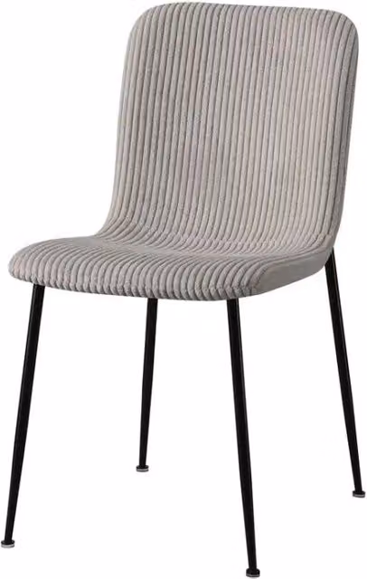 Sedia da pranzo Meublorama in velluto a coste grigio con gambe in metallo nero stile moderno