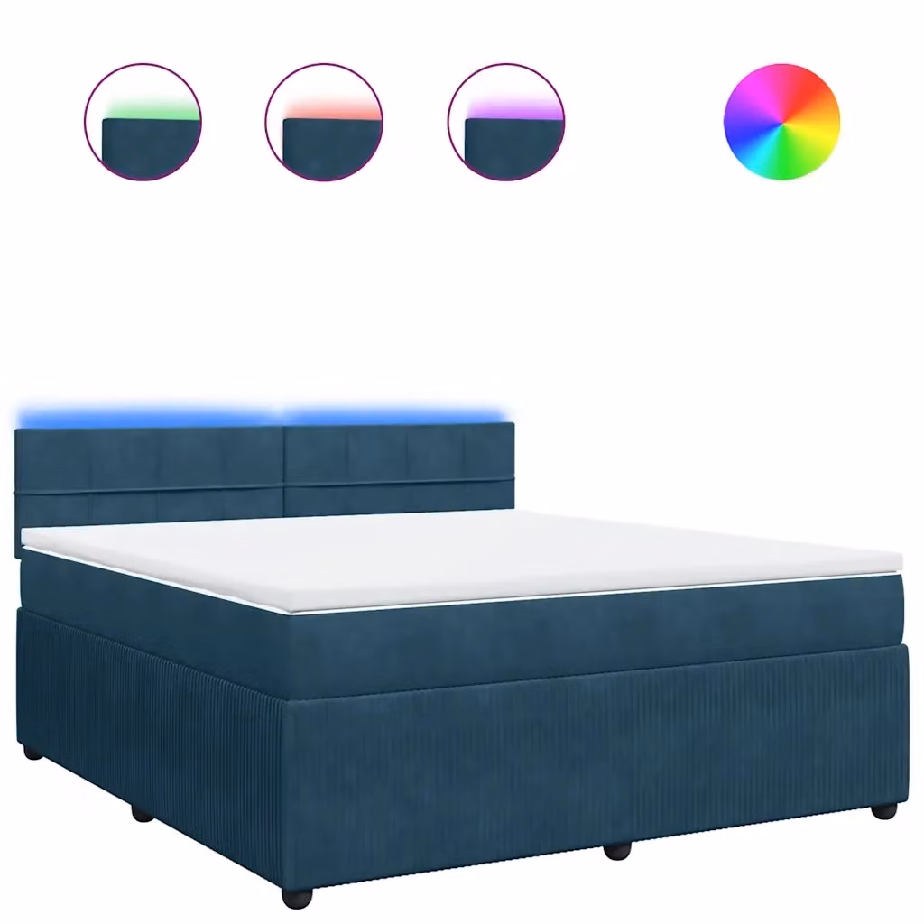 Letto Ibrido con Materasso in Velluto Blu e Bianco vidaXL L/P: 180 x 200 cm – 2
