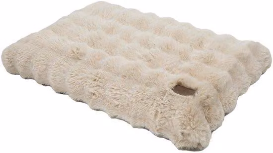 Tappetino per cani di grossa taglia, lavabile, in peluche, impermeabile, sfoderabile, antiscivolo, beige, 90x60x10 cm