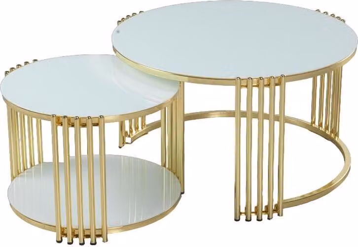 Couchtisch Weiß Luxus Design Metall Elegantes Möbel Wohnzimmer Couchtische Rund