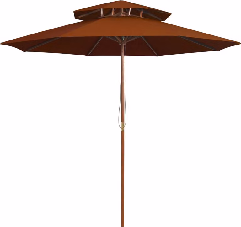 Maison Exclusive - Ombrellone con doppio telo e palo in legno color terracotta, 270 cm