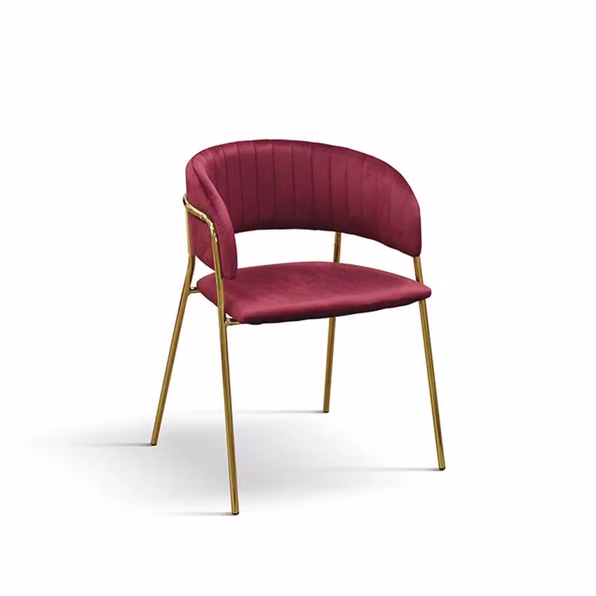 Set di sedie ORCHIES in tessuto effetto velluto bordeaux e struttura in metallo color oro