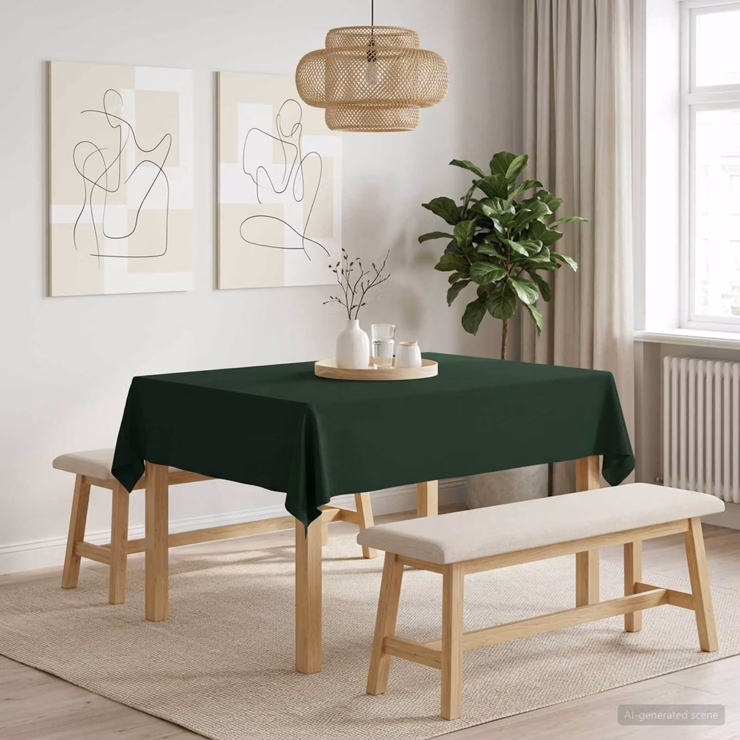Tovaglia da Tavolo Rettangolare vidaXL Verde, Idrorepellente e Lavabile in Lavatrice, L 140 cm x P 160 cm