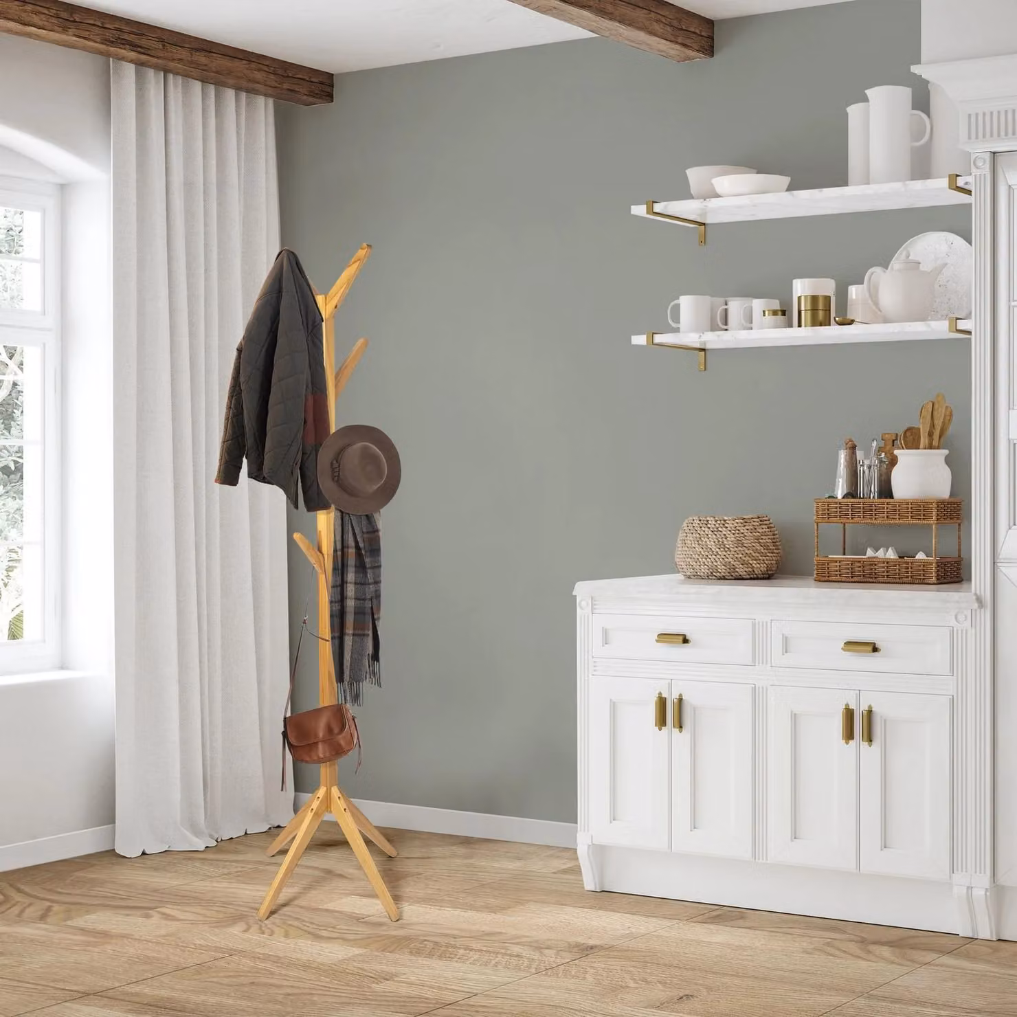 Vestiamo Casa Appendiabiti Linea Woodpine con 8 Ganci in Legno di Pino Marrone Altezza: 167,5 cm – 2