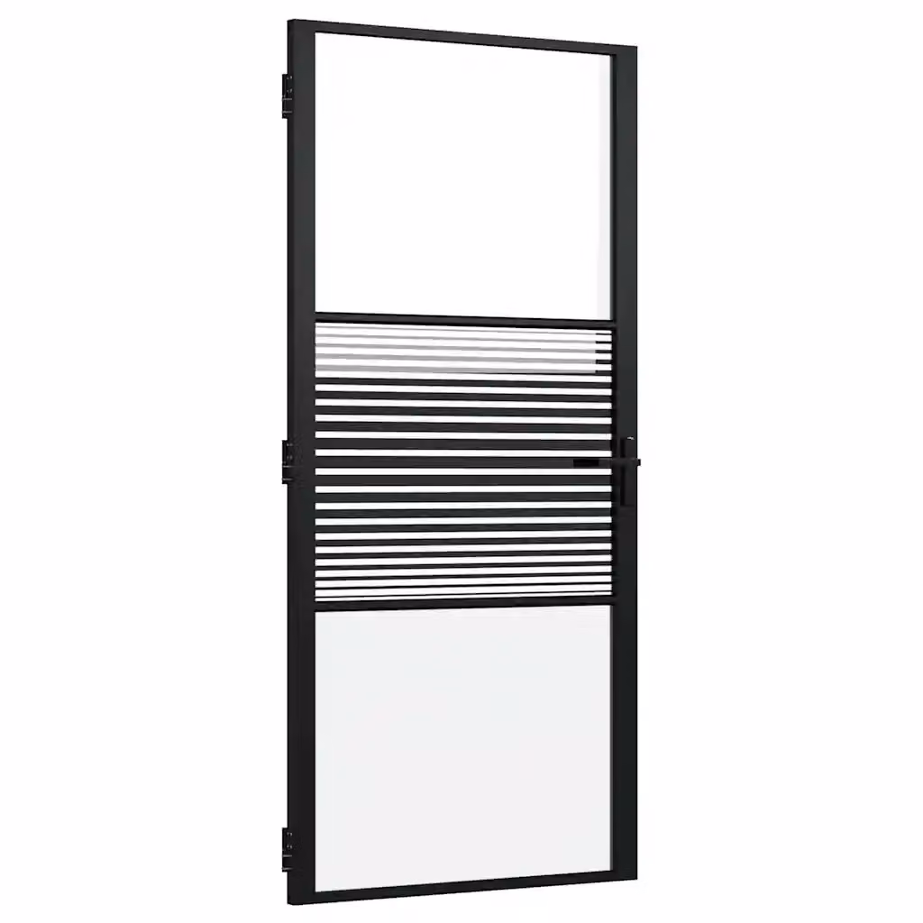 Porta in vetro rigato nera con telaio in alluminio vidaXL L: 76 cm, P: 3.5 cm, H: 201.5 cm – 2