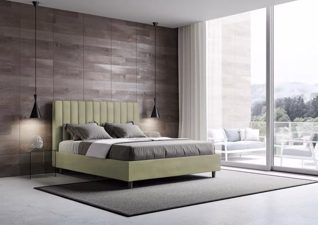 Letto matrimoniale king size Agueda ityhome con rete imbottita in microfibra colore tè verde L 170 cm x P 190 cm – 2