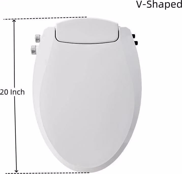 Copertura per bidet/water (wc) - Sedile per water non elettrico - Acqua calda e fredda - Pressione dell'acqua regolabile - Chiusura automatica - Forma a "V" aperta
