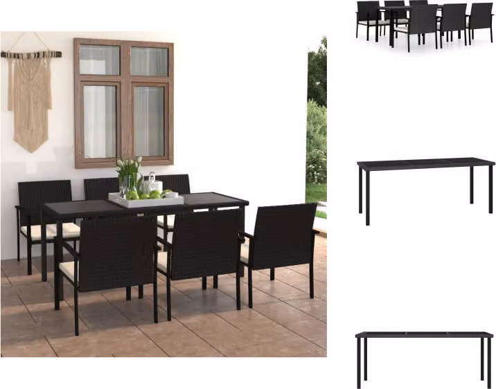 vidaXL set da pranzo da giardino 7 pezzi in rattan nero - Set di mobili da giardino