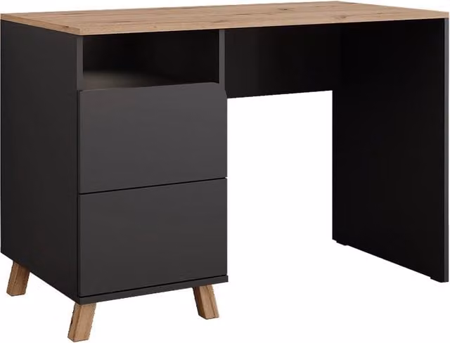 Tavolo da toilette Karen Vicco con cassetti, Antracite e Rovere, L: 110 cm, P: 55 cm, H: 75 cm – 1
