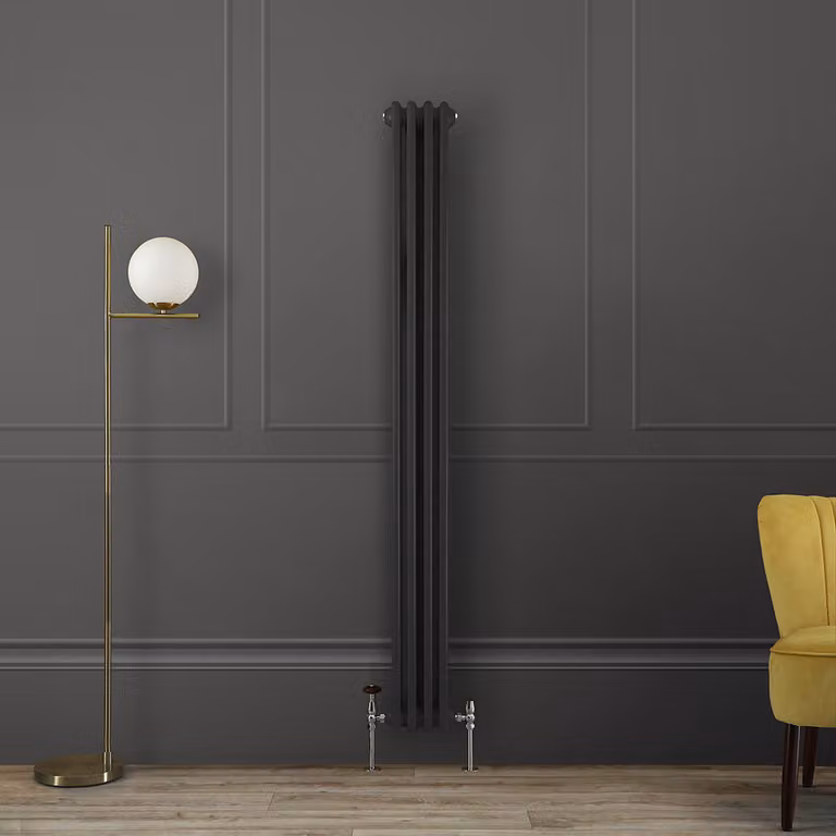 Radiatore Tradizionale Verticale a Doppia Colonna - Grigio (Carbon Grey) - 1800mm x 200mm - Regent by Hudson Reed