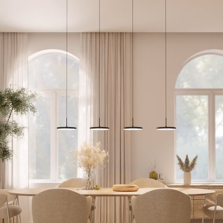 LUMIÈRE Lampada a sospensione design "Evanos", 4 luci a LED, dimmerabile, colore nero