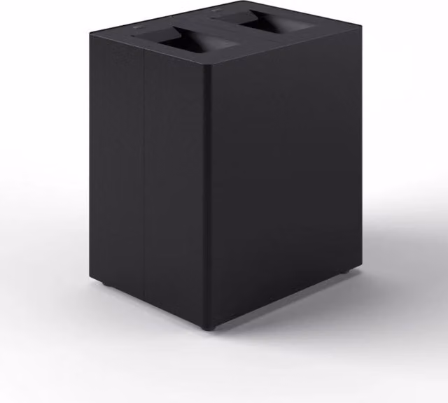 Pattumiera a 2 Scomparti Totale 90 L 56x44x 63 cm con Contenitori Interni in Acciaio Verniciato Nero