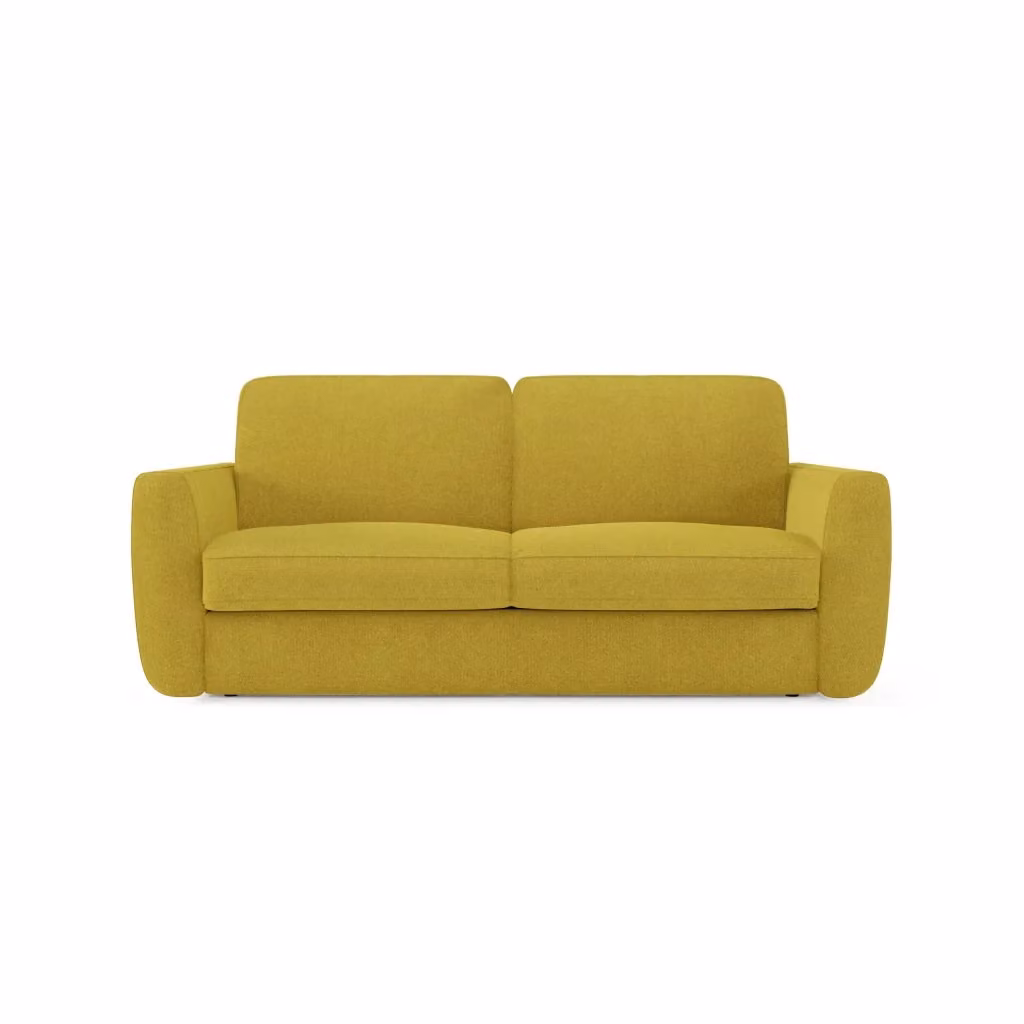 Divani.Store Divano letto Leonida sfoderabile con materasso H18 cm e vano portaguanciali, tessuto smacchiabile giallo sole – 2