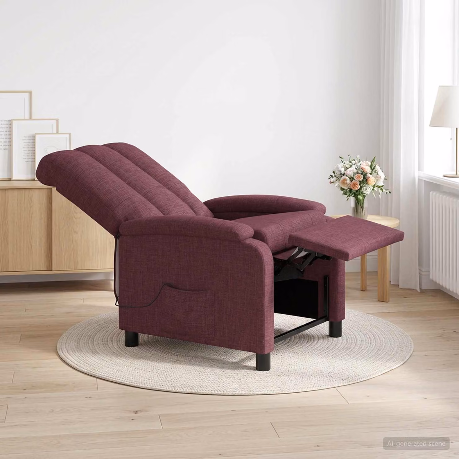 vidaXL Poltrona Relax Moderna in Tessuto Viola con Braccioli