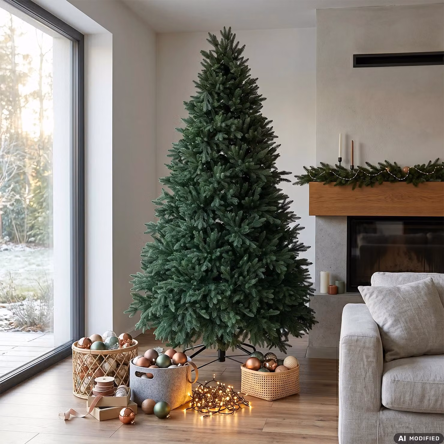Albero di Natale Artificiale Nordico VESTIAMO CASA in PE Verde, H 230 cm, Diametro alla base: 140 cm – 2