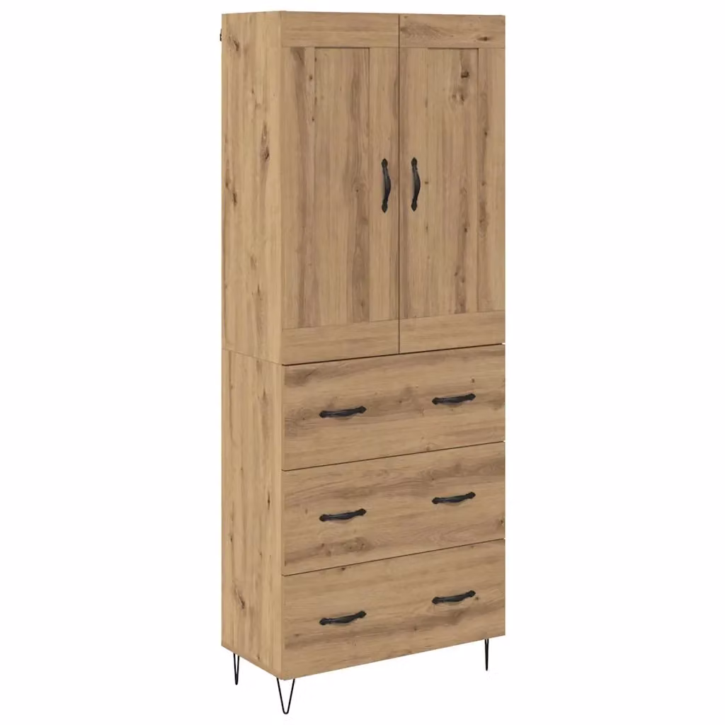 Credenza moderna vidaXL in legno e metallo marrone L: 69,5 cm, P: 34 cm, H: 180 cm – 2
