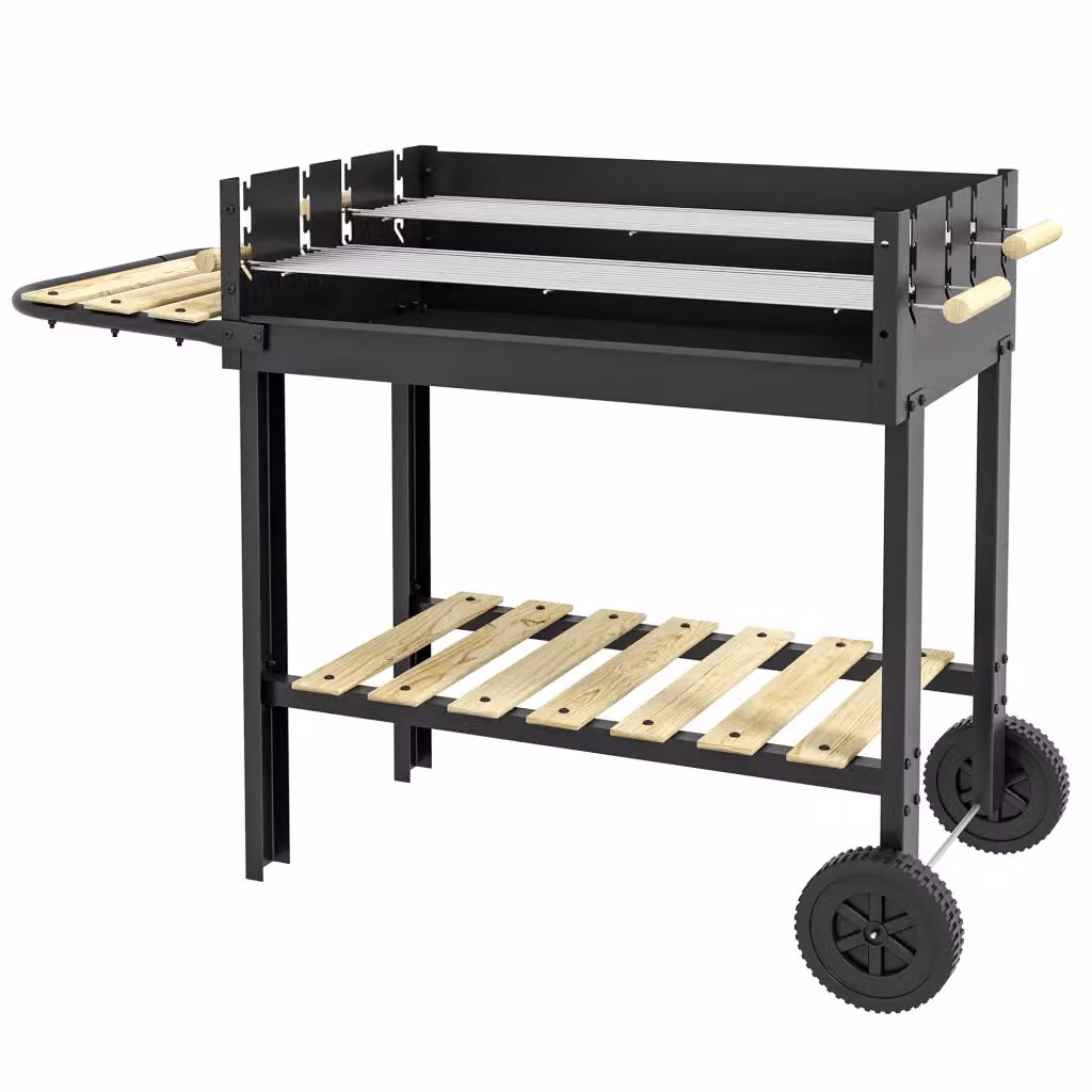 Barbecue a carbonella XYLO in metallo e legno nero con 2 griglie, L: 113 cm, P: 53.5 cm, H: 82.5 cm – 2