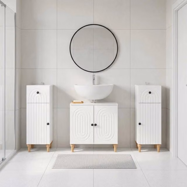 Set di armadietti da bagno in 3 pezzi ALKMAAR Bianco Lucido 3417994