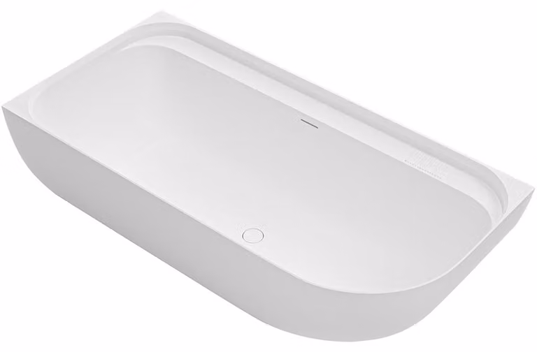 CERANO - Vasca da bagno freestanding in marmo colato Valeria, versione sinistra - bianco opaco - 170x82 cm
