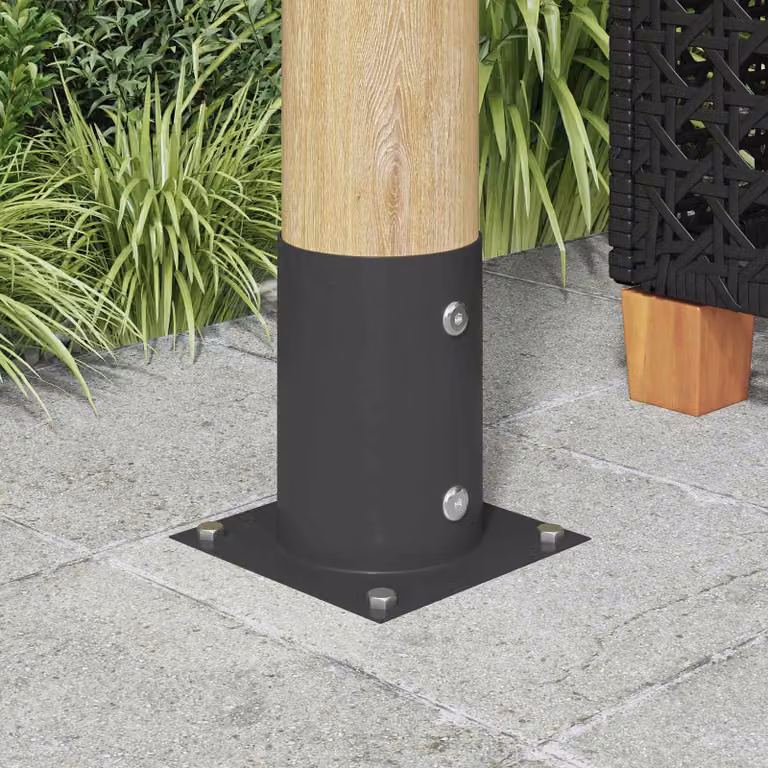 Set di 4 ancore rotonde in metallo per terreno vidaXL, colore Antracite, L/P/H: 15 x 15 x 15 cm