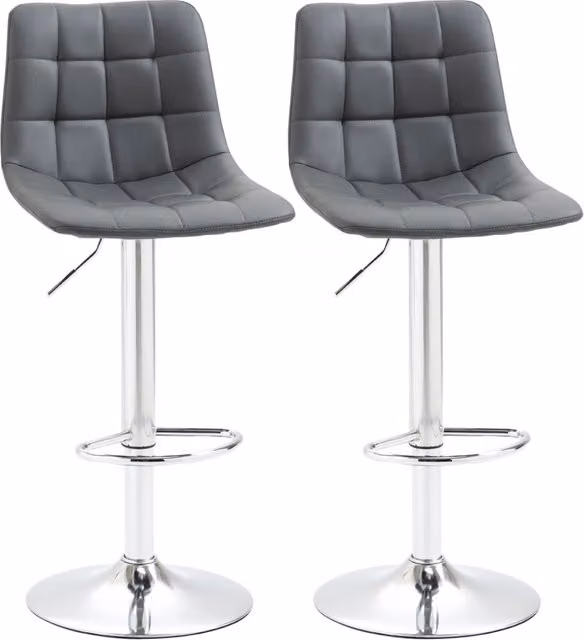 Set di 2 Sgabelli da Bar Moderni EasyComfort con Schienale, Poggiapiedi e Seduta Girevole a 360 Gradi, Altezza Regolabile, Grigio, L/P/H: 42 x 45 x 89-110 cm