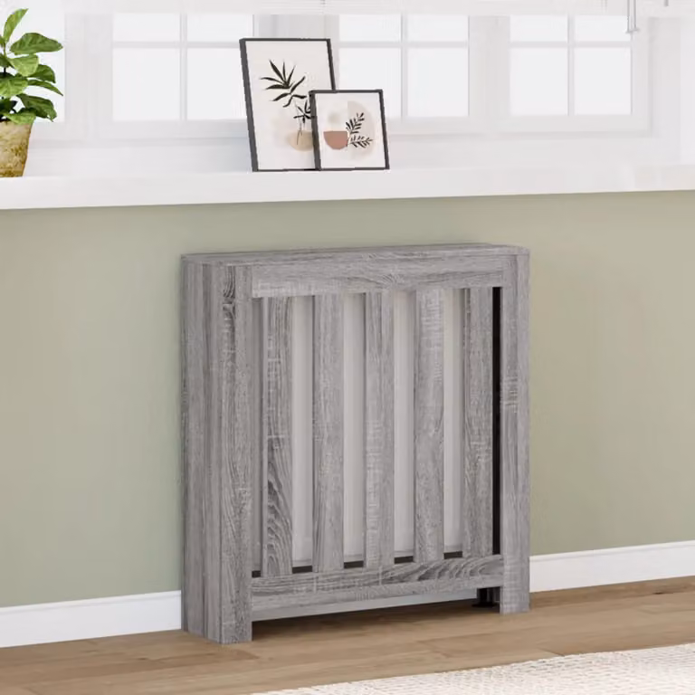 Copertura per termosifone vidaXL in legno multistrato, colore Grigio Sonoma, L: 78 cm, P: 20 cm, H: 82 cm