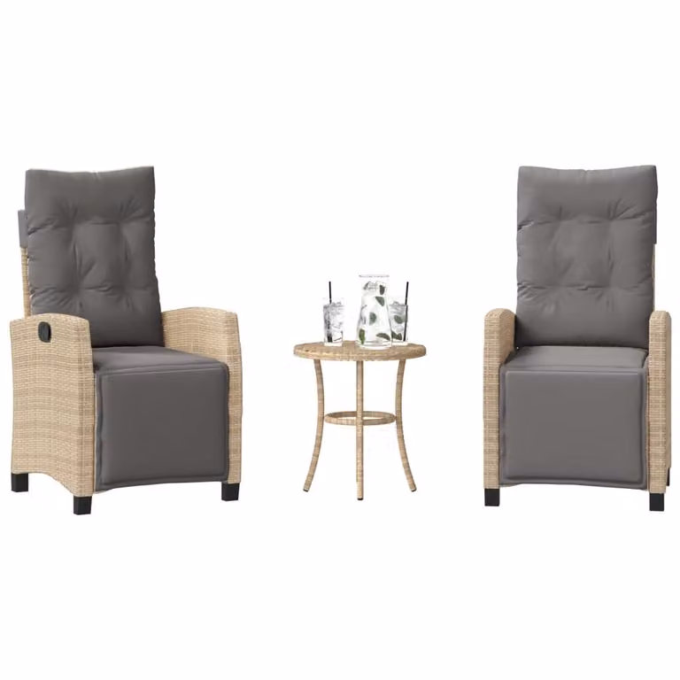 Set da Bistrò vidaXL in Polyrattan con Cuscini Beige e Grigio per Giardino e Balcone