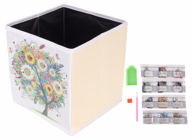 Scatola portaoggetti pieghevole con set di pittura di strass fai-da-te, effetto tridimensionale per casa, cassetti, organizzatore