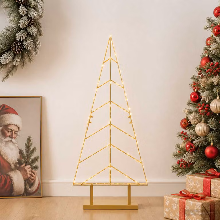 Albero di Natale moderno vidaXL KUOPIO in metallo color oro con supporto, Altezza: 90 cm