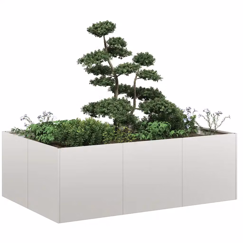 Fioriera rialzata vidaXL in acciaio inox grigio L: 120 cm, P: 80 cm, H: 40 cm