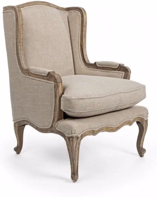 Poltrona Catherine GIORDANOSHOP color beige con struttura in legno e rivestimento in tessuto, L: 70 cm, P: 72 cm, H: 102 cm