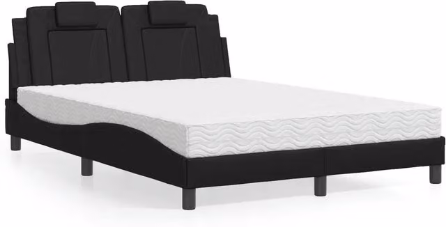 Letto Viana vidaXL con materasso in similpelle nero, L/P/H: 140 x 190 cm – 1