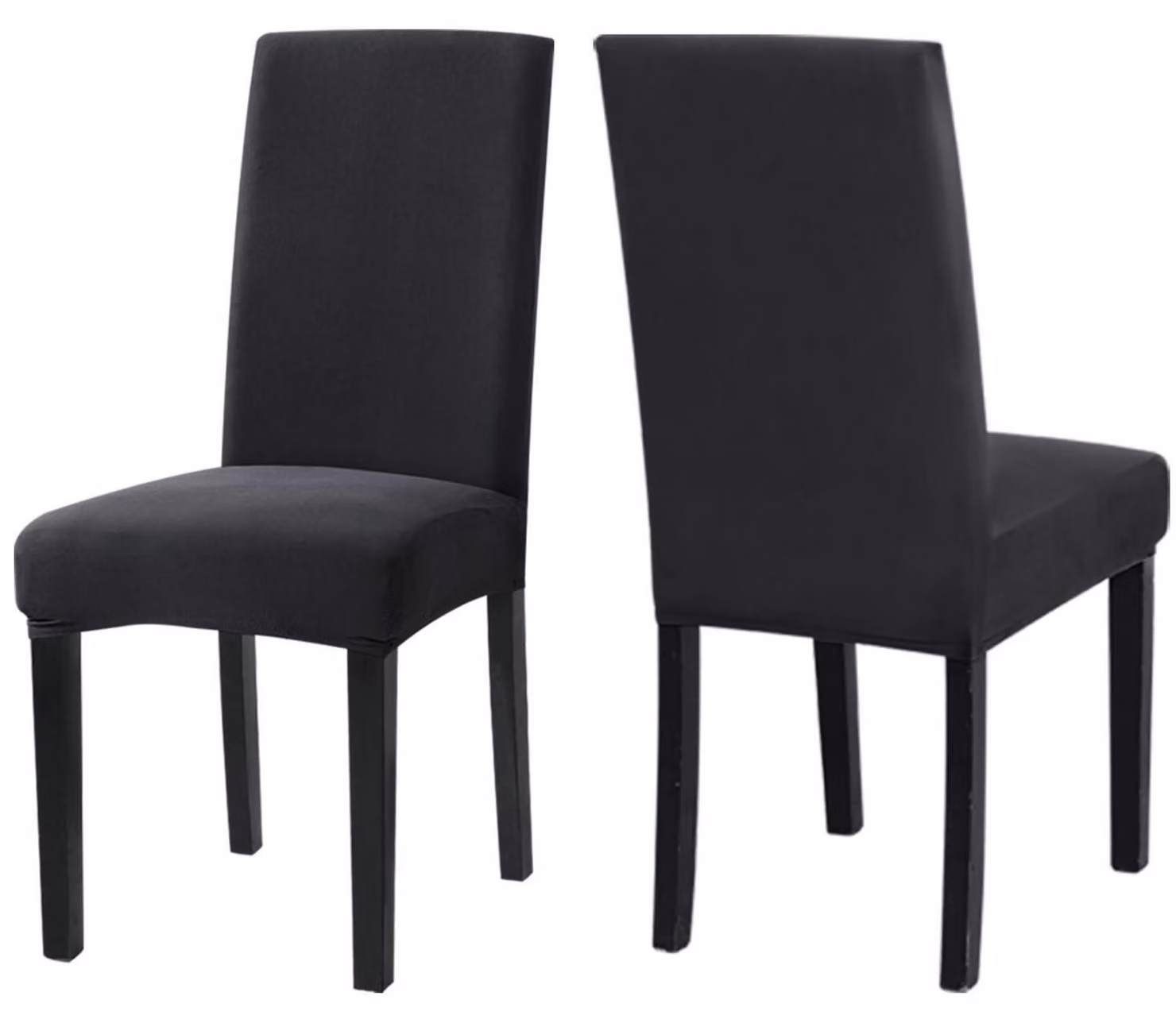 Copri sedie, set da 2, colore grigio antracite, elasticizzati, in Spandex, lavabili, adatti per sedie da pranzo