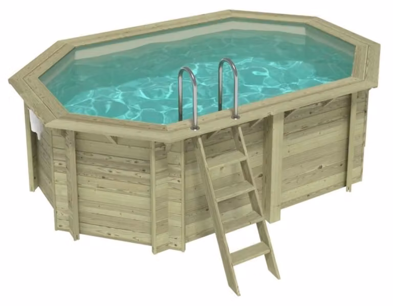 Piscina in legno NEMO 4.3 x 3 - H.1.31 m, sabbia, Su telaio - senza cementazione