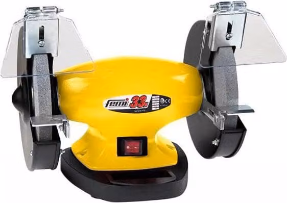 Femi BG33N Smerigliatrice da Banco Doppia Mola Gialla con Motore ad Induzione da 550W e 2950 rpm, Ø 200 mm