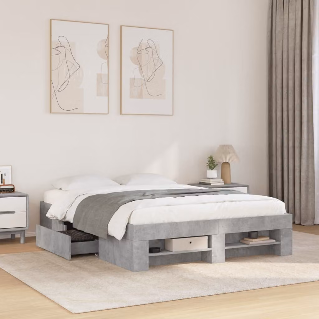 Giroletto vidaXL in legno multistrato grigio con doghe fisse L/P/H: 140 x 190 x 33 cm – 1
