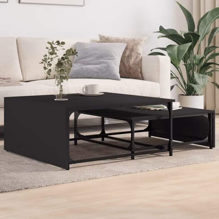 Maison Exclusive - Set di 2 tavolini in legno nero e metallo