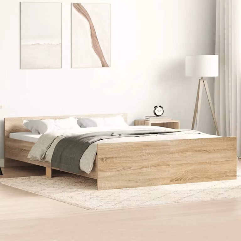 vidaXL Giroletto con Testiera e Pediera in Rovere Sonoma, L: 150 cm, P: 200 cm