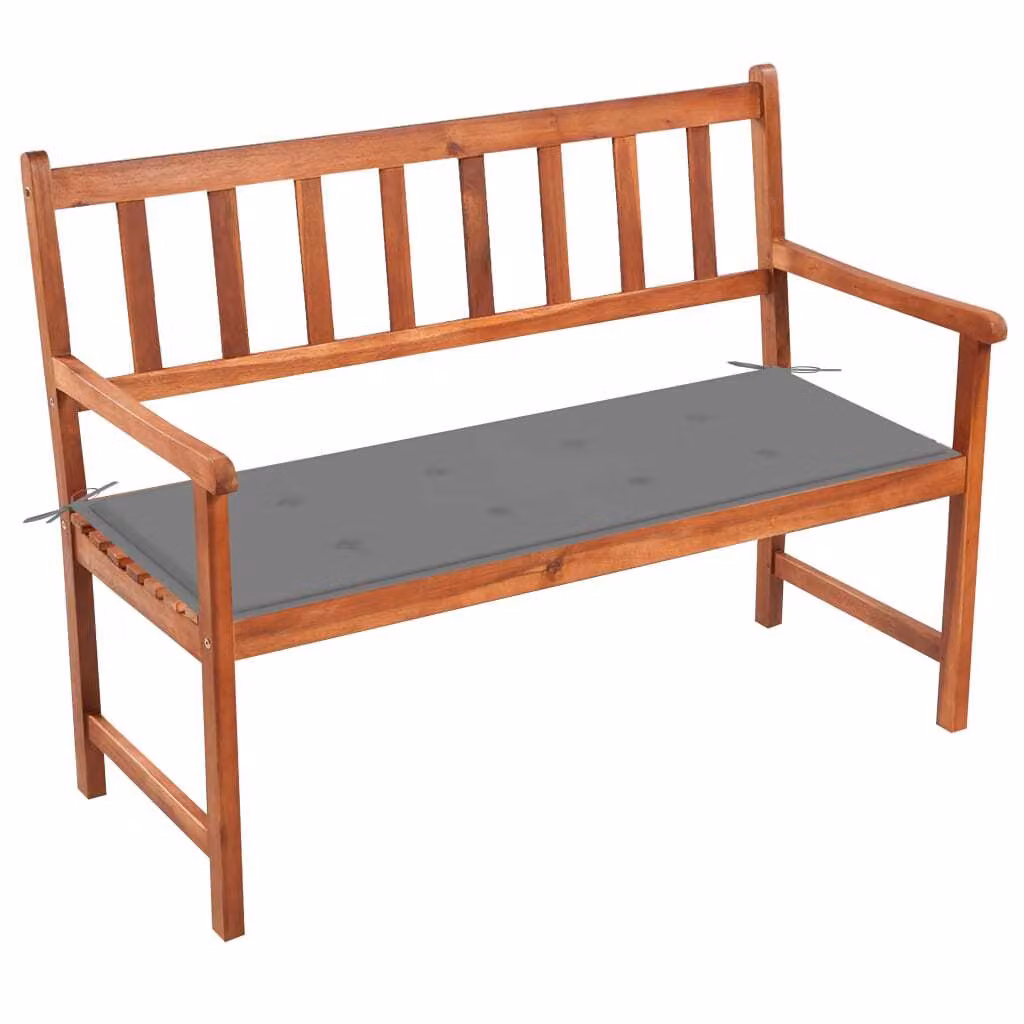 The Living Store Panca da giardino con cuscino 120 cm in legno massiccio di acacia