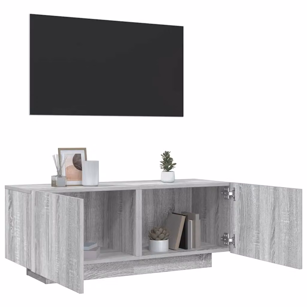 Mobile TV moderno vidaXL in legno multistrato grigio, L 100 cm x P 35 cm x H 40 cm