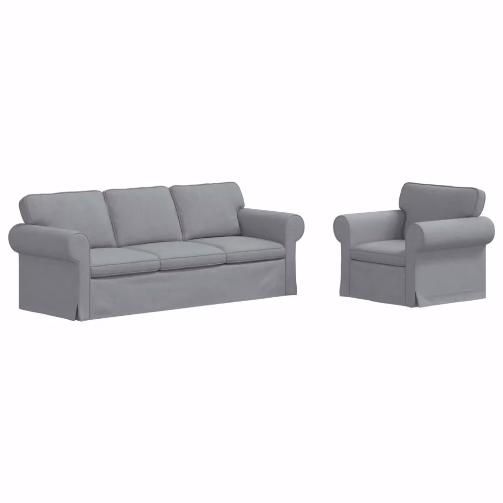 Set di 2 divani vidaXL moderni in tessuto grigio con struttura in metallo L: 215 cm, P: 80 cm, H: 82 cm – 2