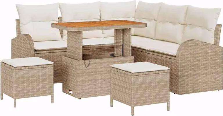 Set Divano da Giardino con cuscino 8 pcs Beige polyrattan