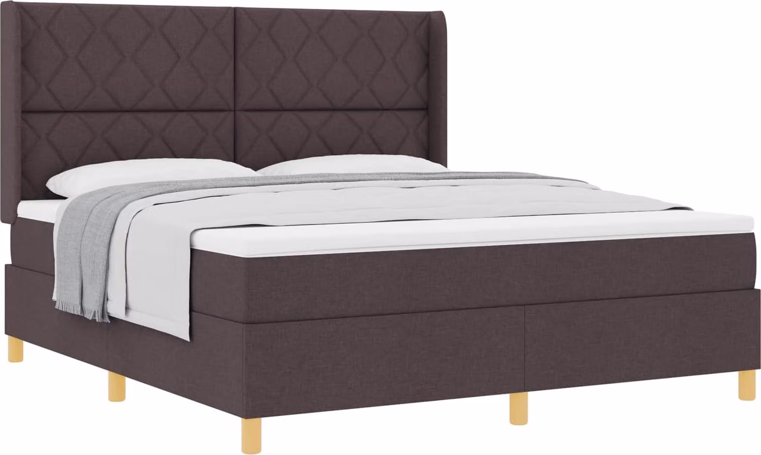 Letto a molle con testiera marrone scuro 180 x 200 cm in tessuto