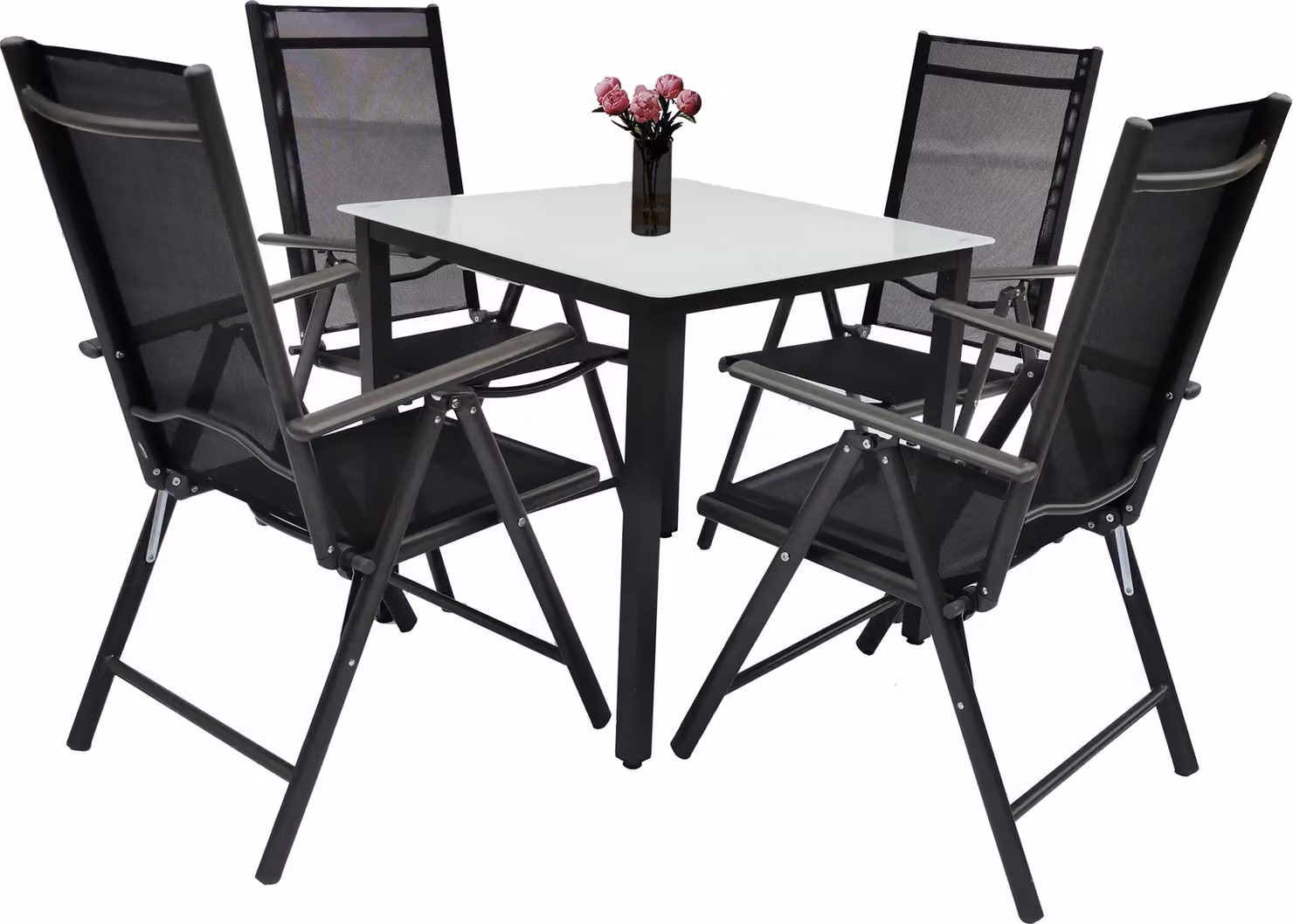 Set 5 pezzi mobili da giardino | gruppo posti a sedere gruppo da pranzo | 1xtable, 4x sedie | dimensioni tavolo ca. H. 76 x W. 80 x D. 80 cm | Set Giardino – Sedie 80 MA