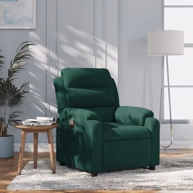 Poltrona Reclinabile Relax vidaXL in Velluto Verde con Braccioli e Regolazione Manuale