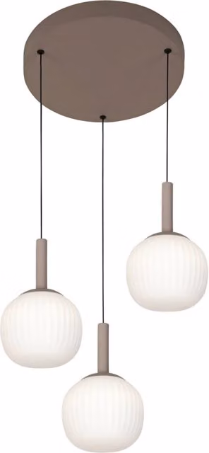 Lampada a sospensione minimalista Italux in metallo e vetro con 3 sfere LED color bronzo